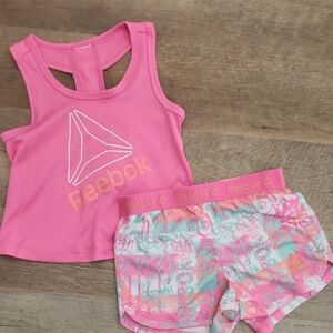 Reebok Pink Graphic Tank and Shorts